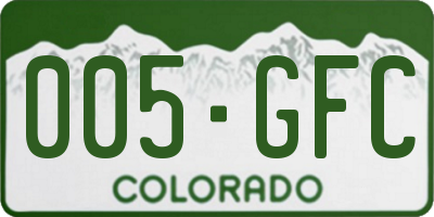 CO license plate 005GFC