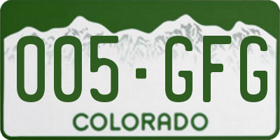 CO license plate 005GFG