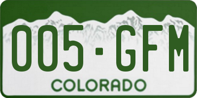 CO license plate 005GFM