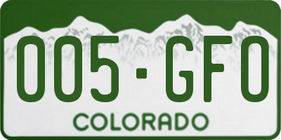 CO license plate 005GFO