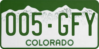 CO license plate 005GFY