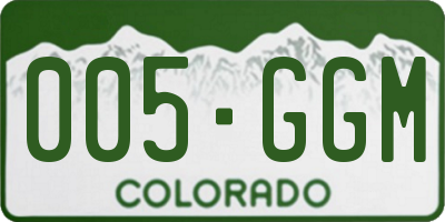 CO license plate 005GGM