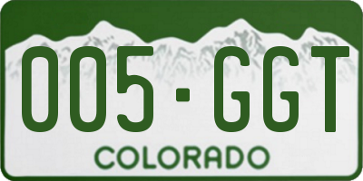 CO license plate 005GGT