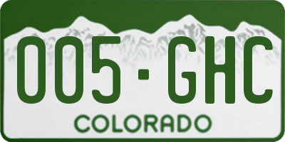 CO license plate 005GHC