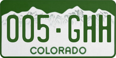 CO license plate 005GHH