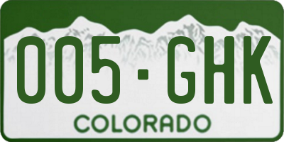 CO license plate 005GHK