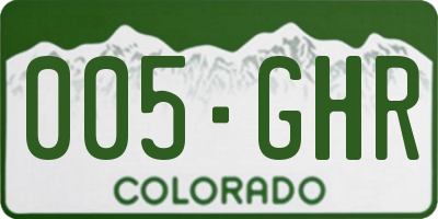 CO license plate 005GHR