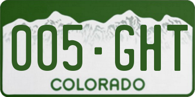 CO license plate 005GHT