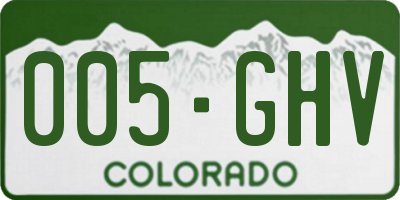 CO license plate 005GHV