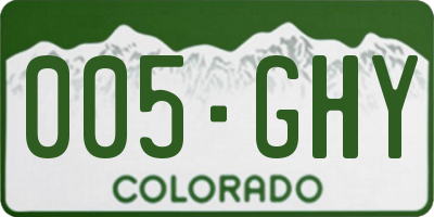 CO license plate 005GHY
