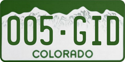 CO license plate 005GID