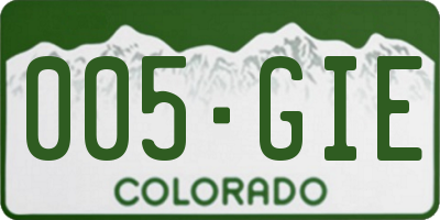 CO license plate 005GIE