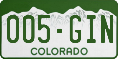CO license plate 005GIN