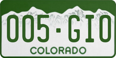 CO license plate 005GIO