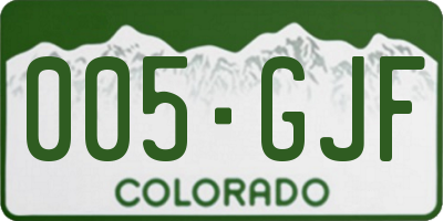 CO license plate 005GJF
