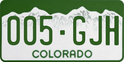 CO license plate 005GJH