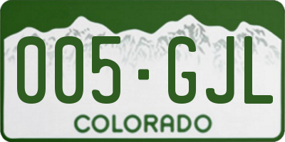 CO license plate 005GJL