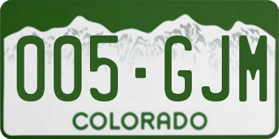 CO license plate 005GJM