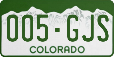 CO license plate 005GJS