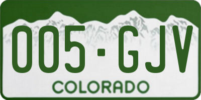 CO license plate 005GJV