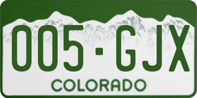 CO license plate 005GJX
