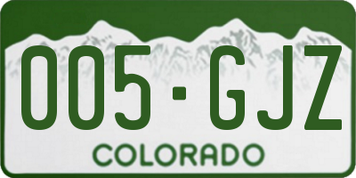 CO license plate 005GJZ