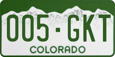 CO license plate 005GKT