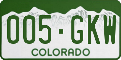 CO license plate 005GKW