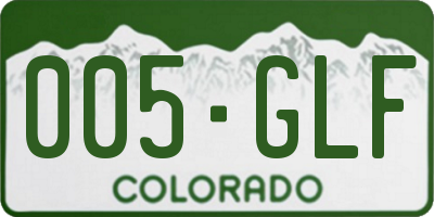 CO license plate 005GLF