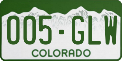 CO license plate 005GLW