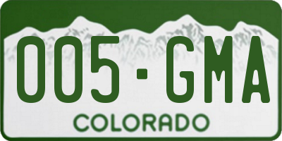 CO license plate 005GMA