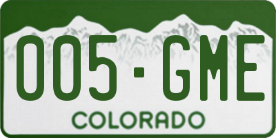 CO license plate 005GME