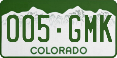 CO license plate 005GMK