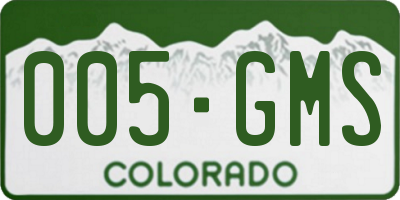 CO license plate 005GMS