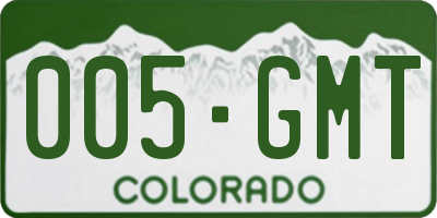 CO license plate 005GMT