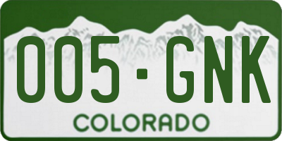 CO license plate 005GNK