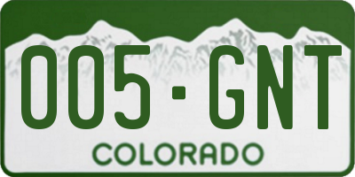 CO license plate 005GNT