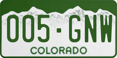 CO license plate 005GNW