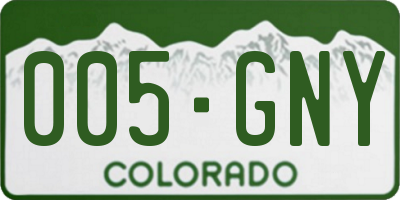 CO license plate 005GNY