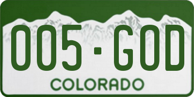 CO license plate 005GOD