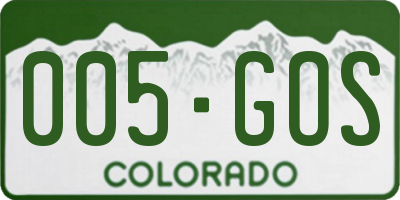 CO license plate 005GOS