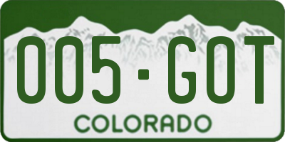 CO license plate 005GOT
