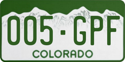 CO license plate 005GPF