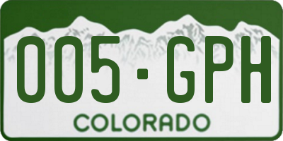 CO license plate 005GPH