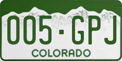 CO license plate 005GPJ