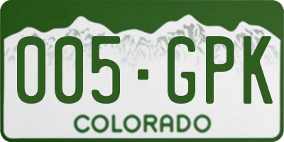 CO license plate 005GPK