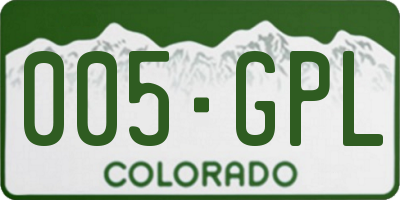 CO license plate 005GPL