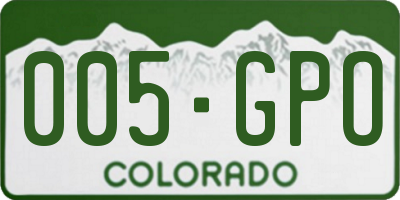 CO license plate 005GPO