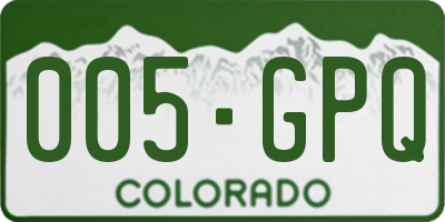CO license plate 005GPQ