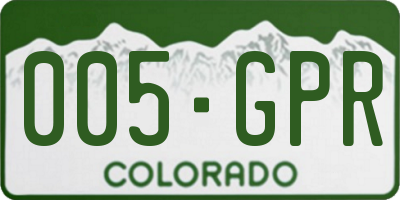 CO license plate 005GPR